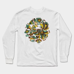 Peacock folk designe Long Sleeve T-Shirt